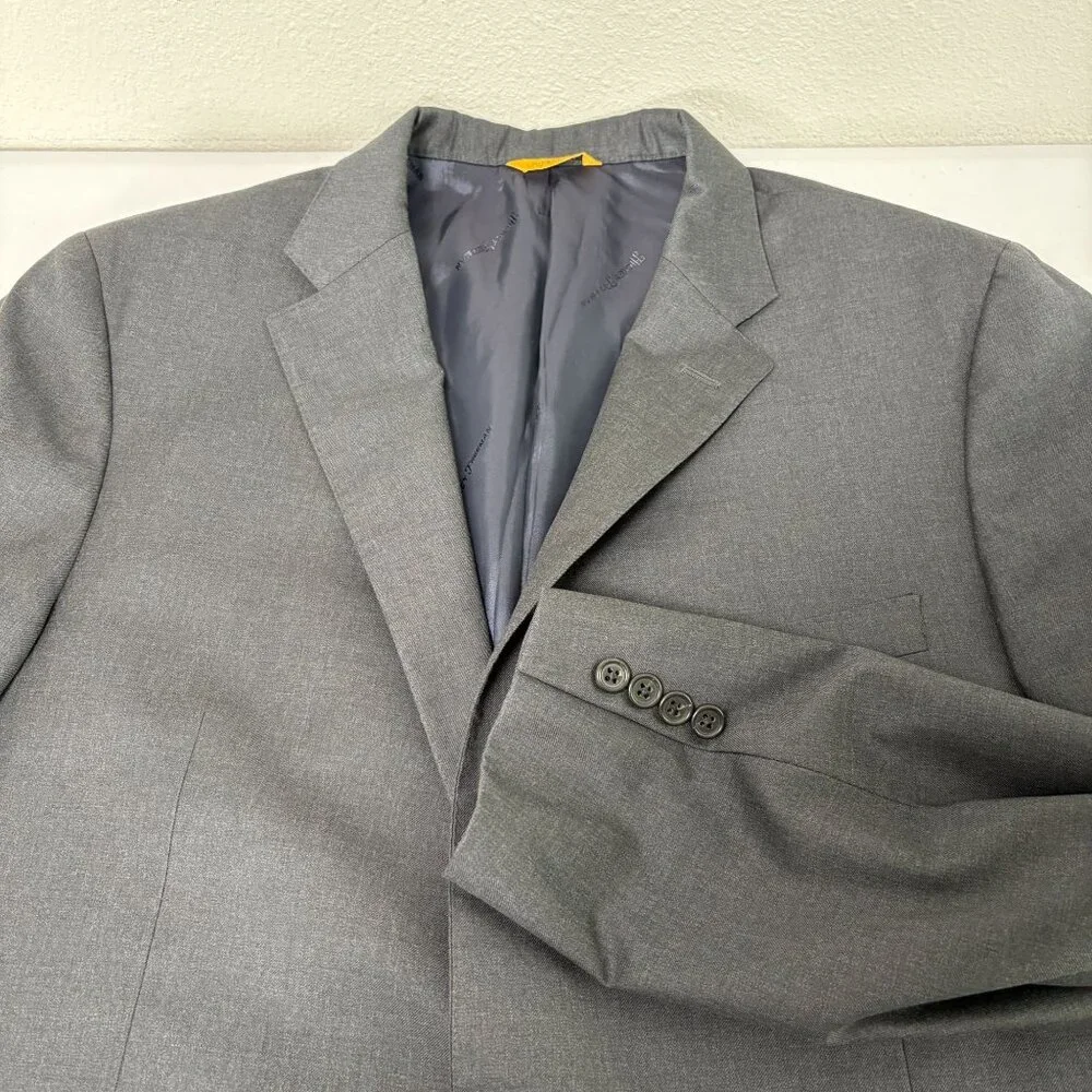 Hickey Freeman‎ Traveler Beacon Blazer Sport Coat Mens 46 Long Gray Worsted Wool
